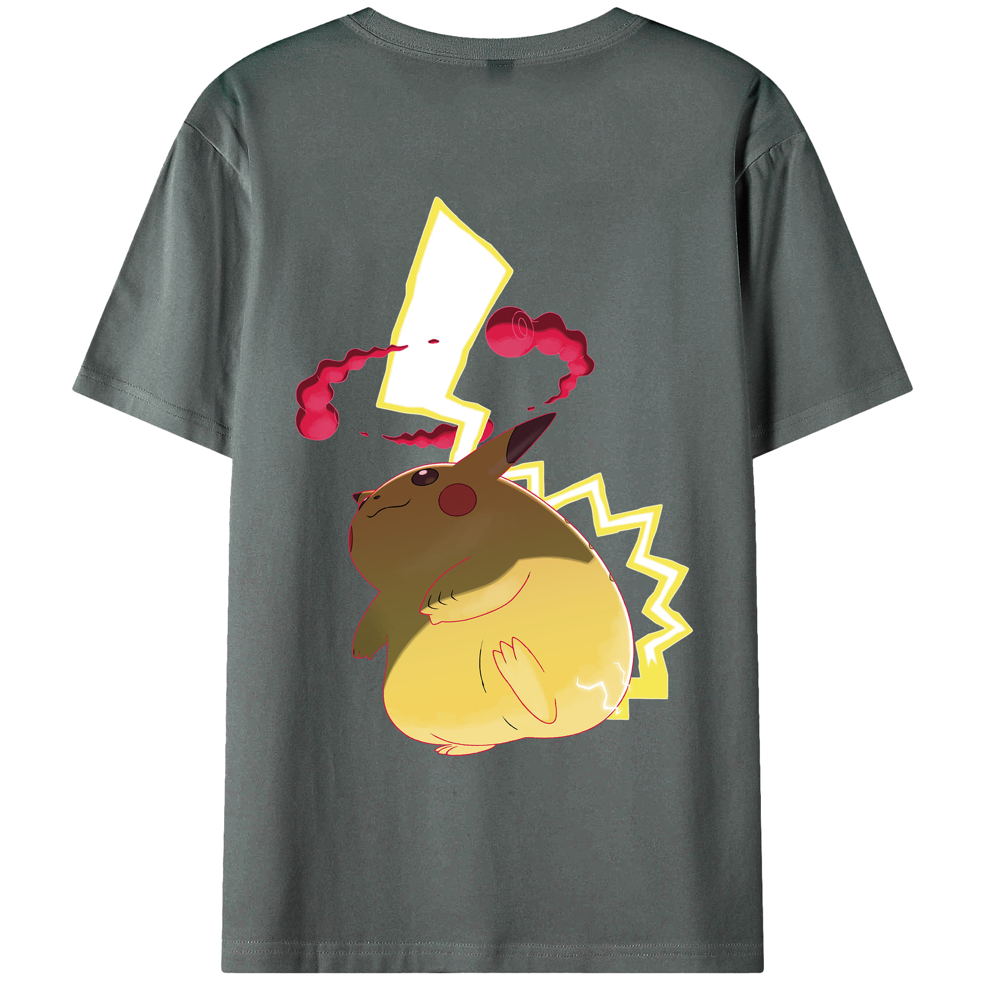 （画像用） ポケットモンスター Pokémon 綿100％ メンズ半袖Tシャツ（バックプリント） 通気性